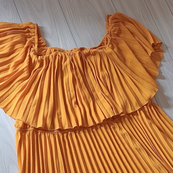 Plus Size Off Shoulder Pleated Dress - Picture 14 of 16